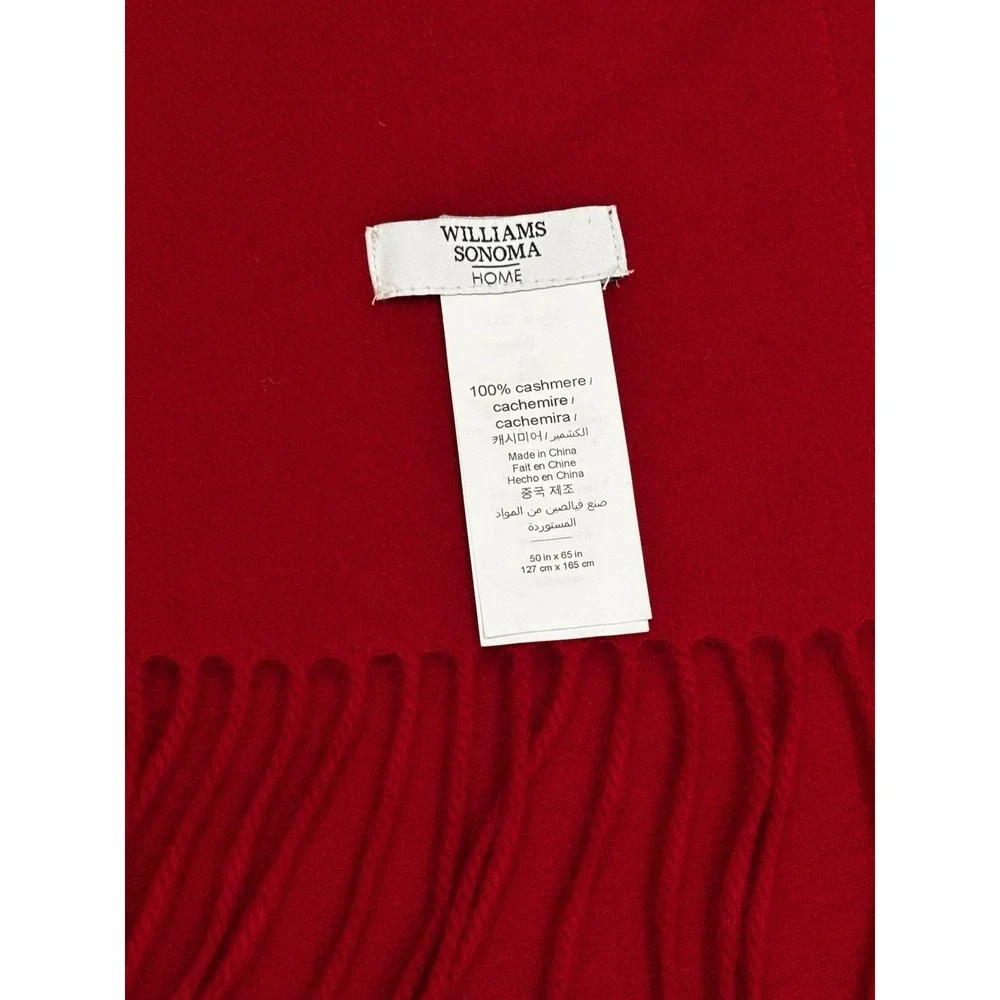 NWOT Williams Sonoma Cashmere Throw Fringe Red 50
